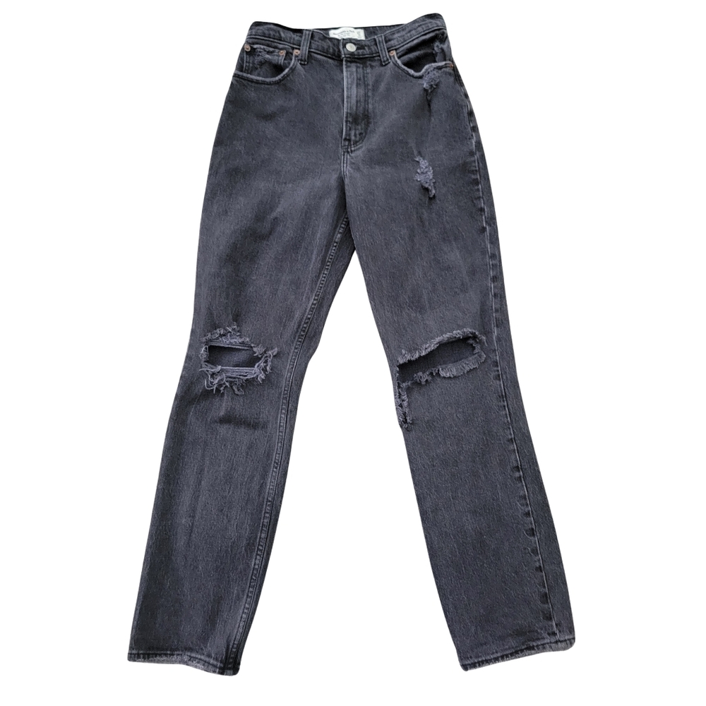 Abercrombie Fitch Womens 27 90s Straight Ultra High Rise Jeans Black Curve Love